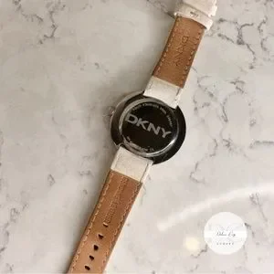 DKNYC | Accessories | Dkny White Leather Crystal Face 